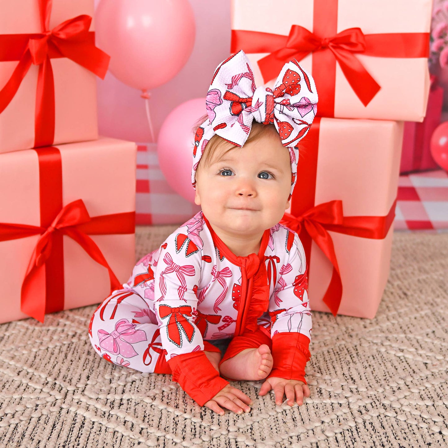 Rosalie RUFFLE ZIP Valentines Day Bamboo 1PC Baby Outfit