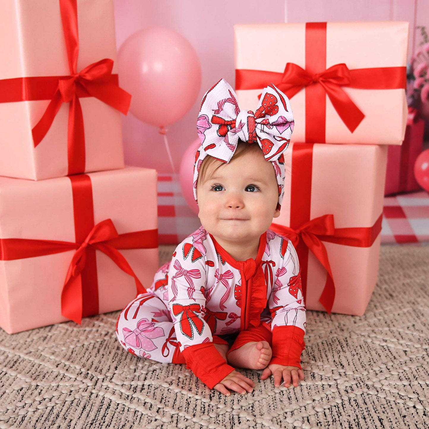 Rosalie RUFFLE ZIP Valentines Day Bamboo 1PC Baby Outfit