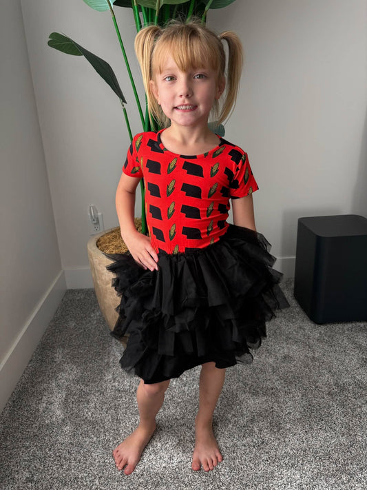 Red Corn Crazy - Short sleeve tutu dress - WILL SHIP SEPTEMBER 2026