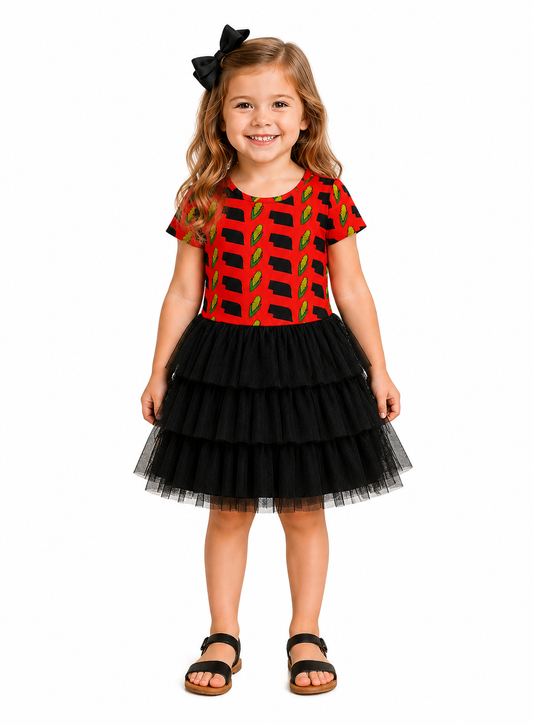 Red Corn Crazy - Short sleeve tutu dress - WILL SHIP SEPTEMBER 2026