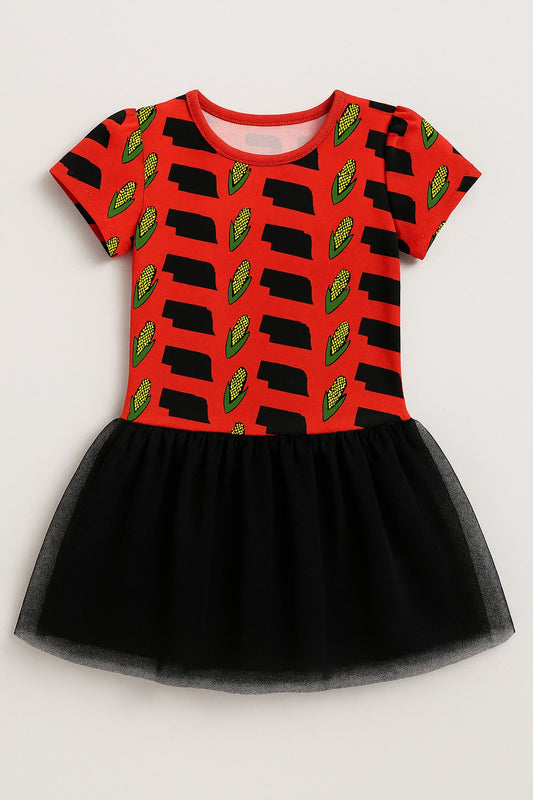 Red Corn Crazy - Short sleeve tutu dress - WILL SHIP SEPTEMBER 2026