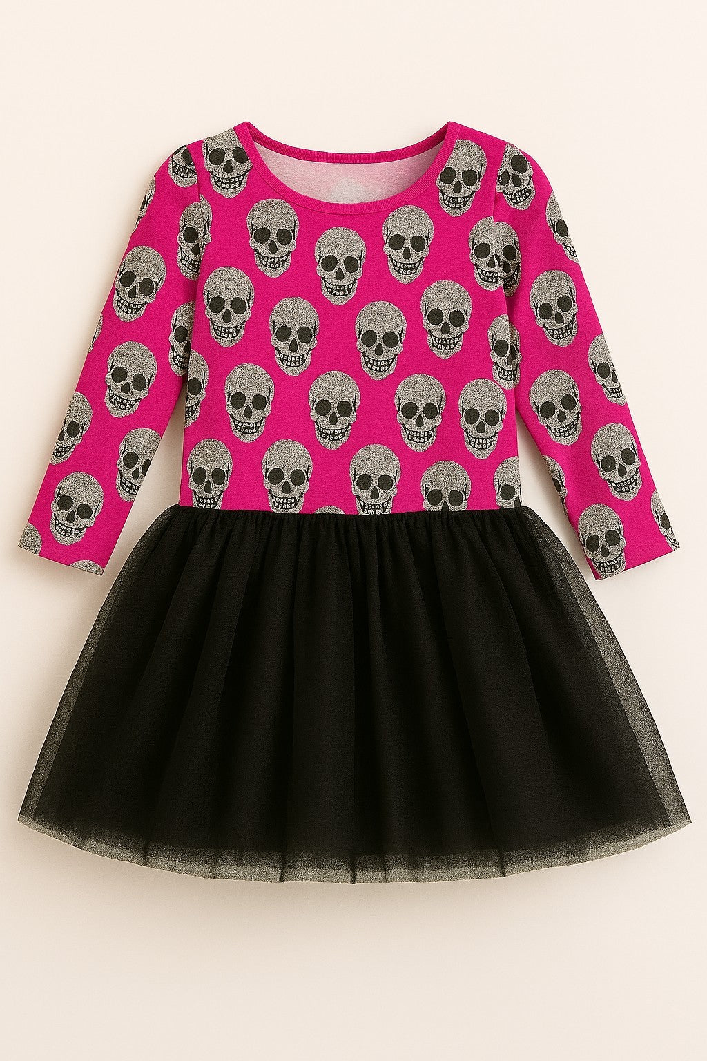 Pink ghoul - bamboo long sleeve tutu dress -WILL SHIP SEPTEMBER 2026
