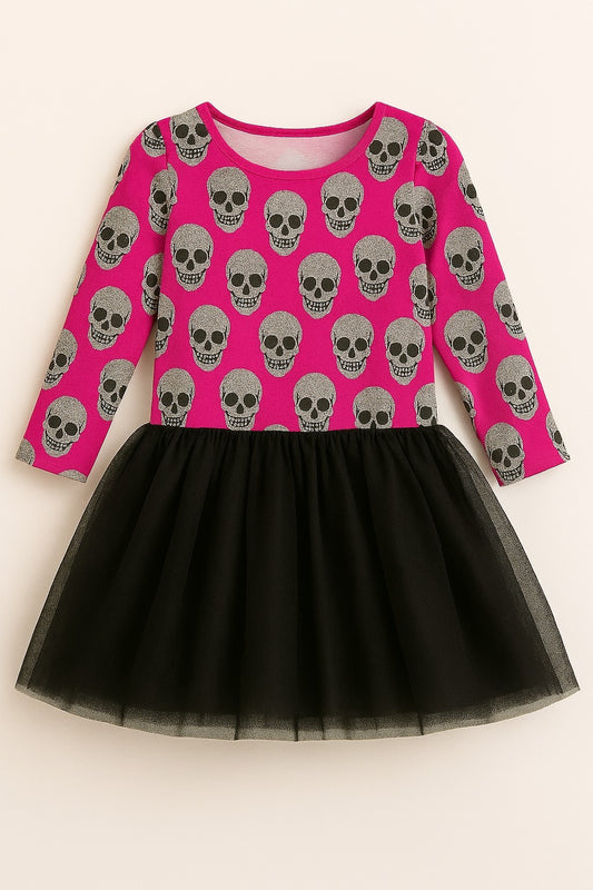 Pink ghoul - bamboo long sleeve tutu dress -WILL SHIP SEPTEMBER 2026