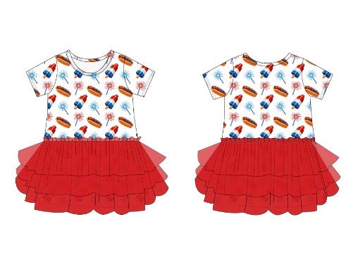 Bamboo girls Freedom & Food short sleeve tutu dress - WILL SHIP MAY/JUNE 2026