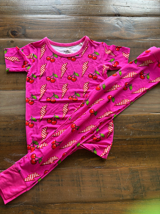Bamboo two-piece pajama set -Cherry Zap