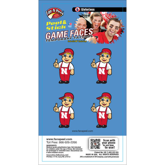 Nebraska Game Faces® Temporary Tattoos