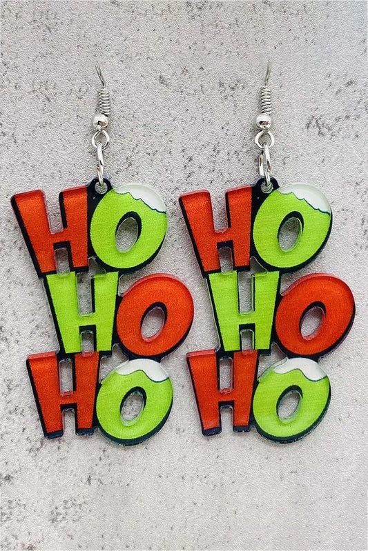 Green HO HO HO Dangle Christmas Earrings Dear-Lover Dropshipping