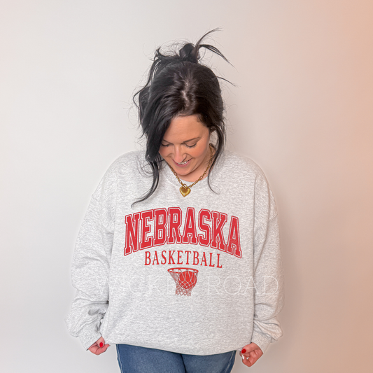 Nebraska Basketball Varsity Sweatshirt- Ash