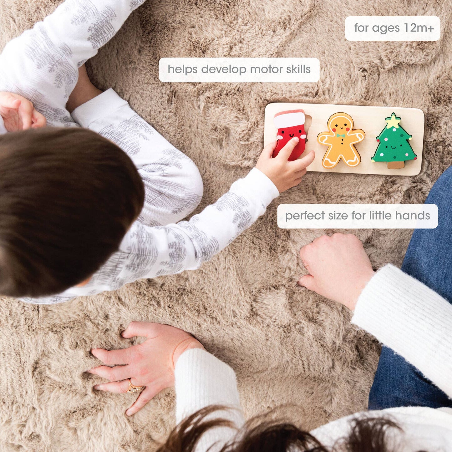 Wooden Christmas Holiday Puzzle, Montessori Learning Toy