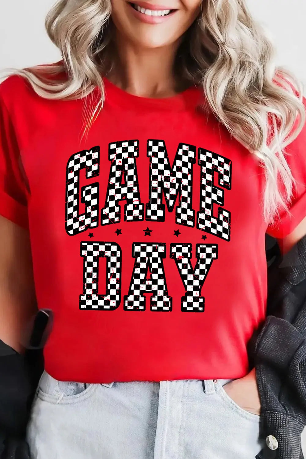 Red Checkered Game Day Graphic T Shirt Dear-Lover Dropshipping