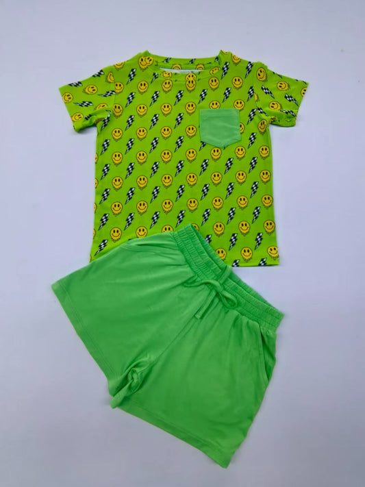 Bamboo kids day wear short set two-piece - Electric - WILL SHIP MAY 2026
