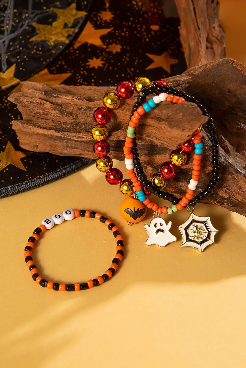 Orange 4pcs Halloween Ghost Spider Web Beaded Bracelet Set Dear-Lover Dropshipping