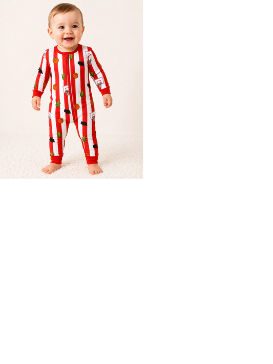 Nebraska basketball pinstripe bamboo zippy romper - PREORDER WILL SHIP IN NOVEMBER