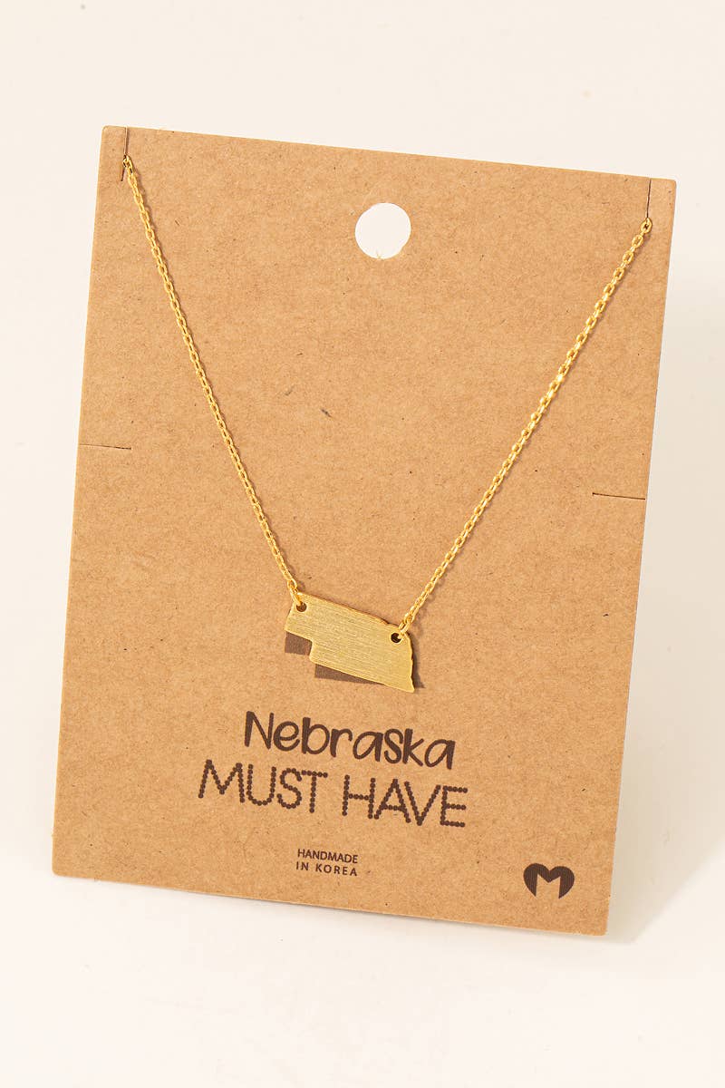 Nebraska State Plated Necklace
