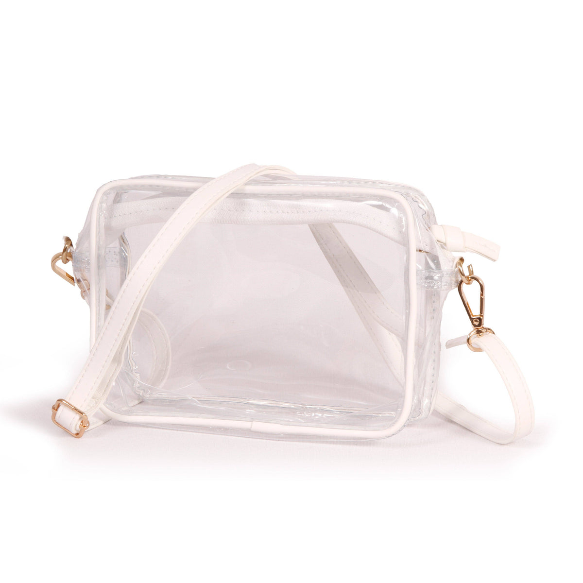 Bridget Clear Purse with Vegan Leather Trim and Straps - White *THESE WILL BE AVAILABLE FIRST WEEK OF OCTOBER*