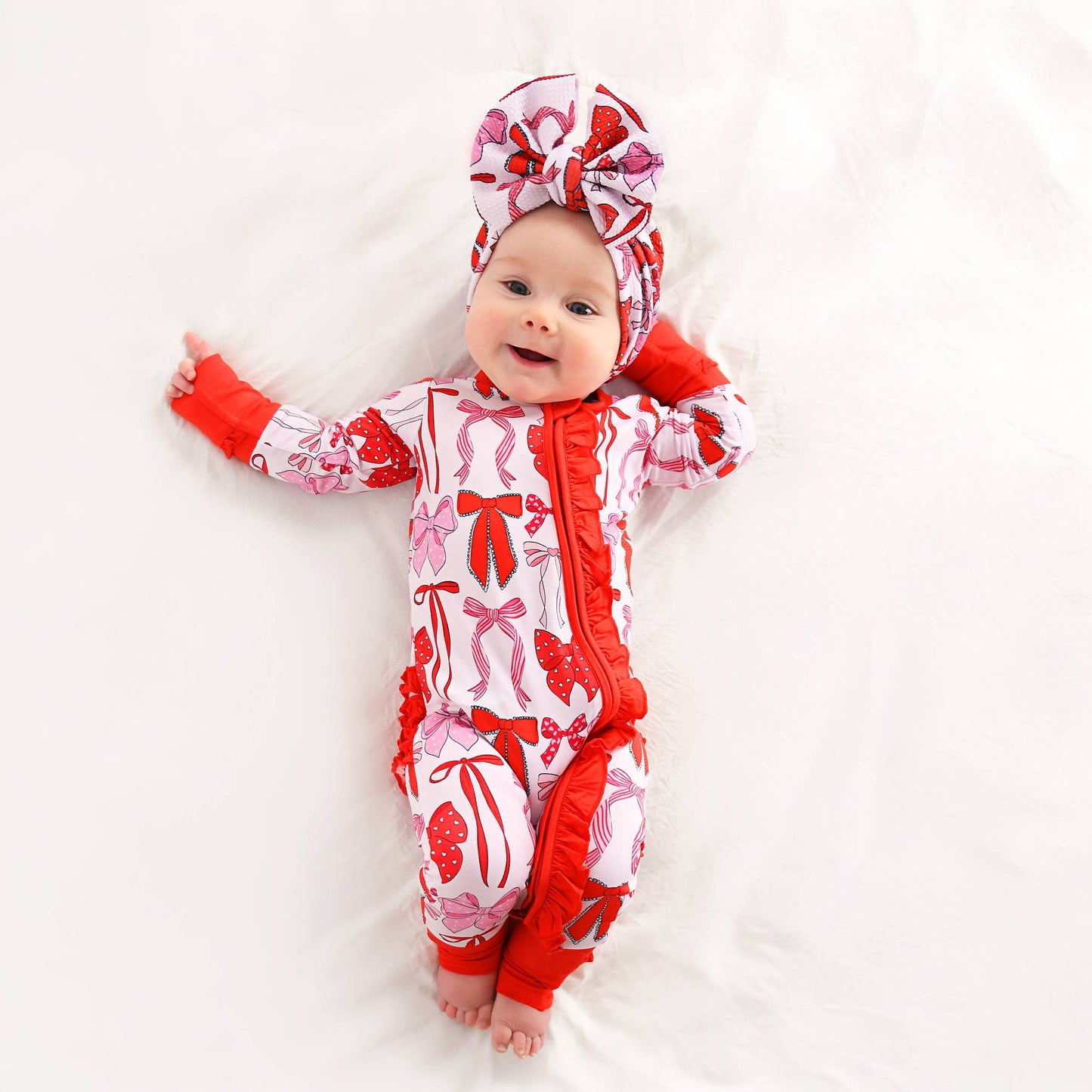 Rosalie RUFFLE ZIP Valentines Day Bamboo 1PC Baby Outfit