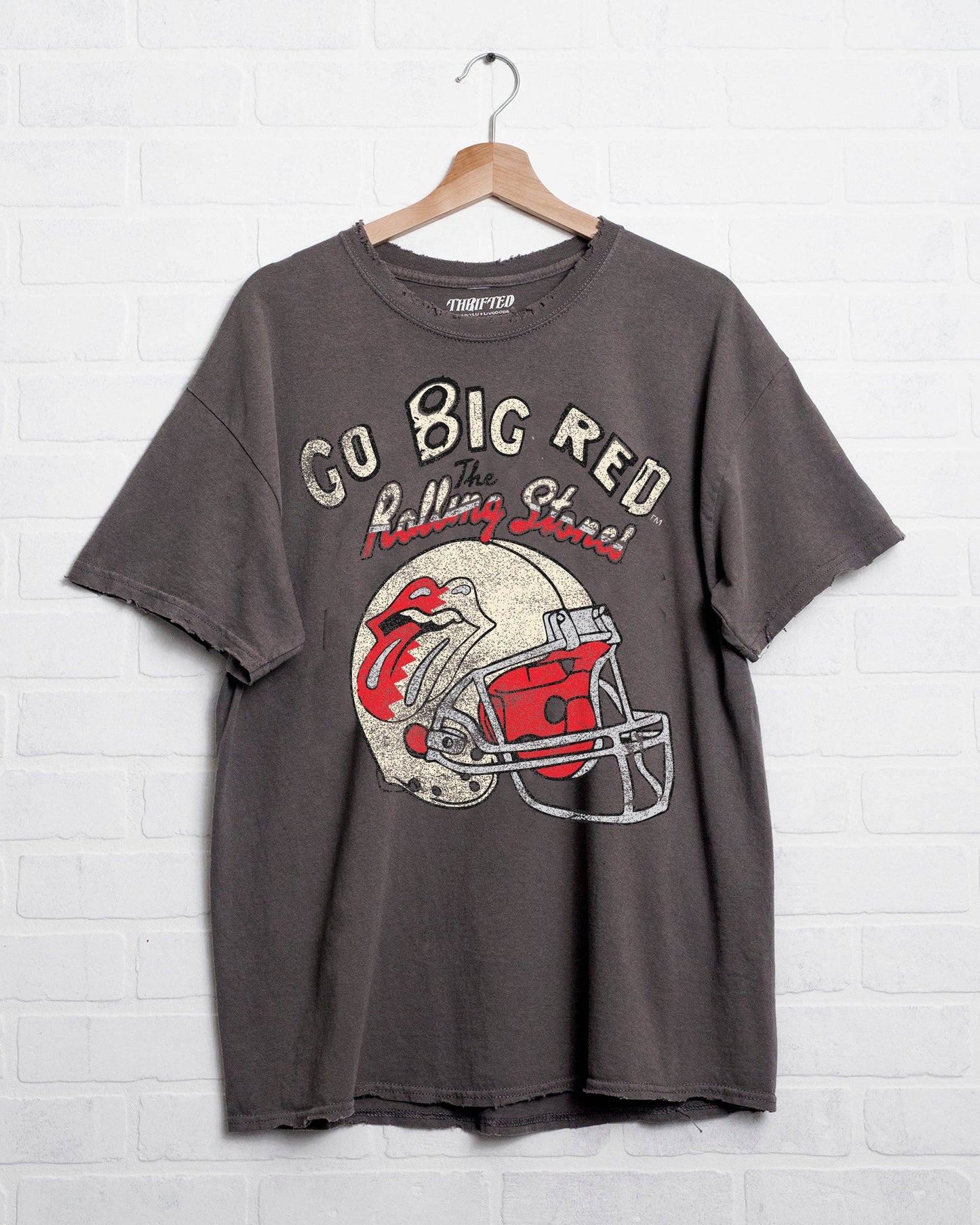 Rolling Stones Huskers Helmet Lick Charcoal Thrifted Tee