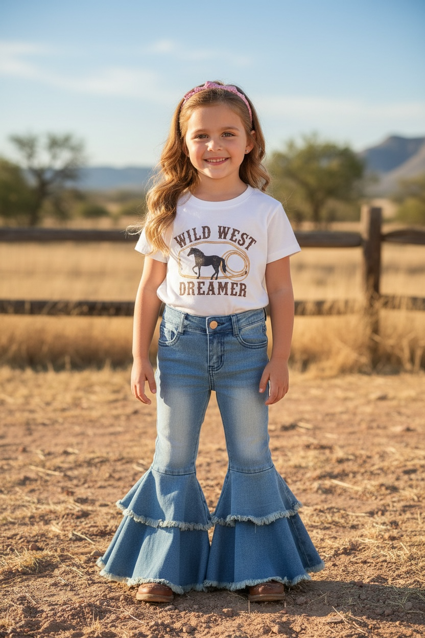 LT. blue Western  double layer bell pants with adjustable string. PNG50255-AMY