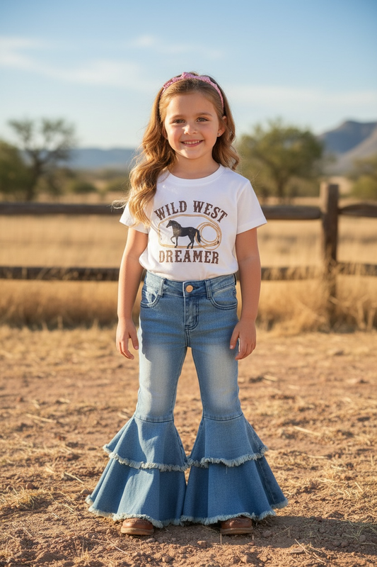 LT. blue Western  double layer bell pants with adjustable string. PNG50255-AMY