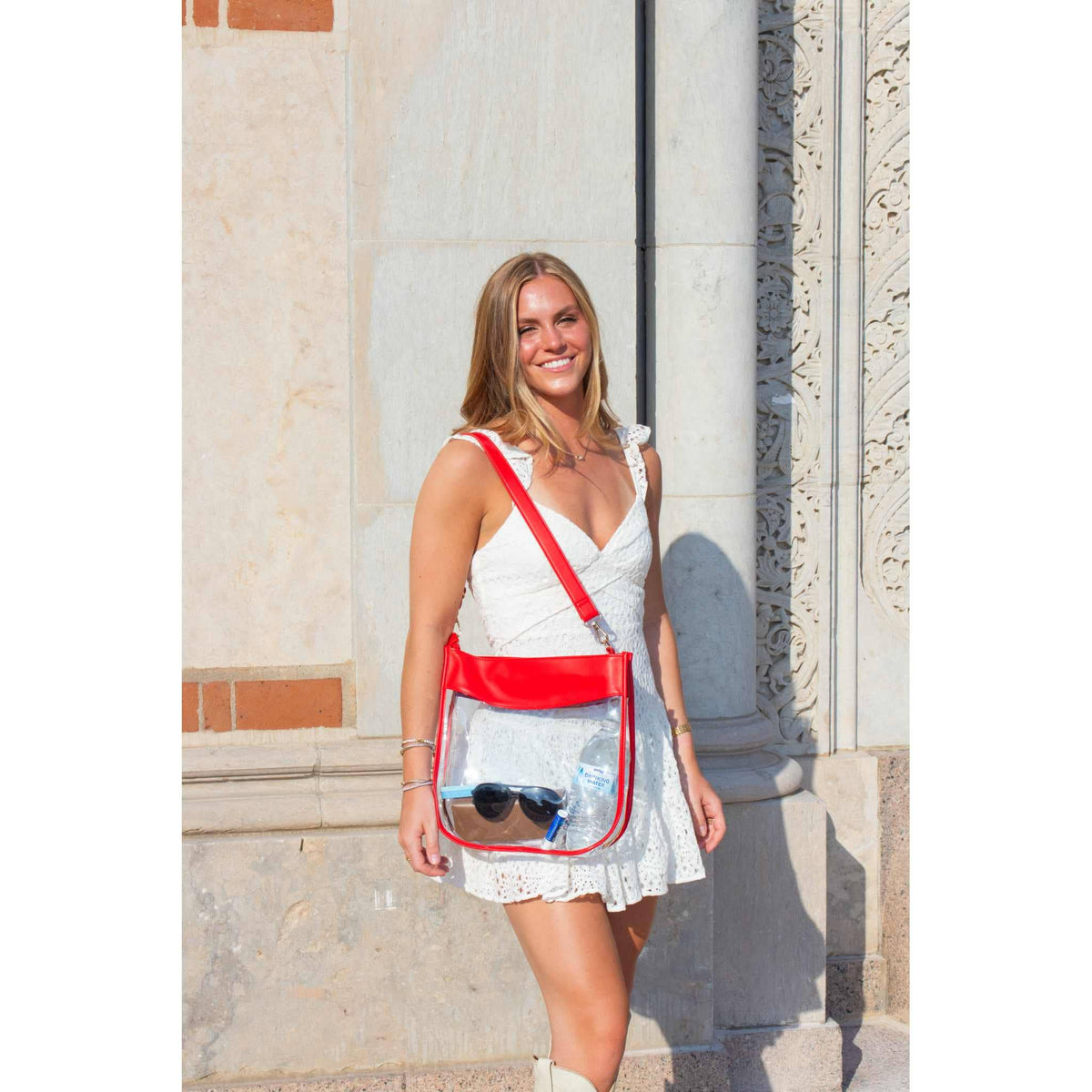 Large Clear Purse with Zipper - Red *THESE WILL BE AVAILABLE FIRST WEEK OF OCTOBER*