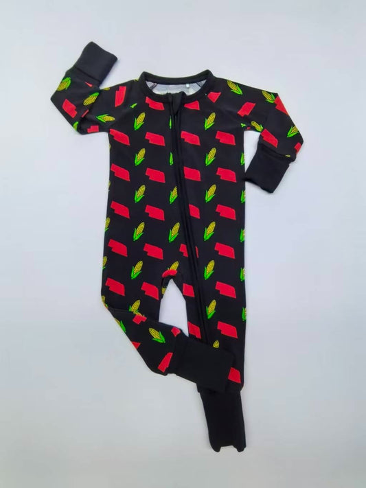 Bamboo zippy romper - corn crazy *WILL SHIP APRIL/MAY*