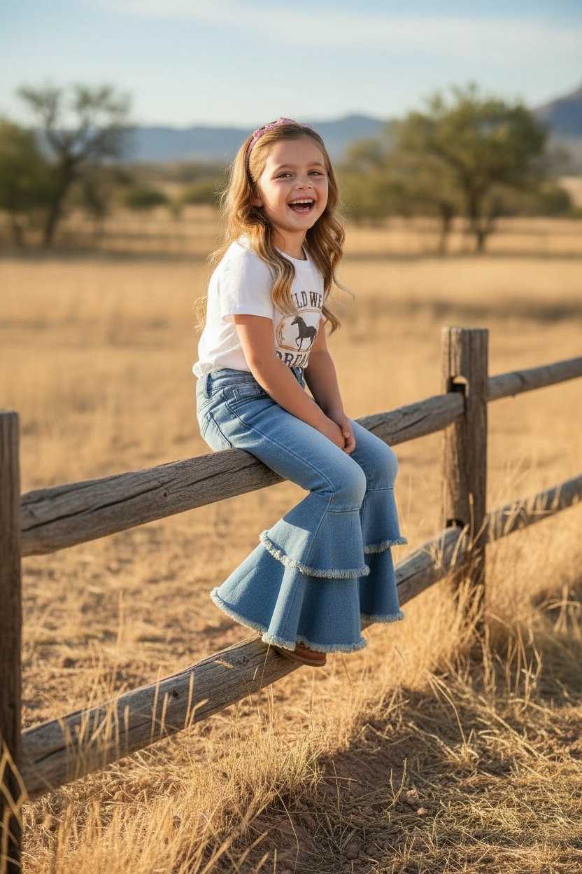 LT. blue Western  double layer bell pants with adjustable string. PNG50255-AMY