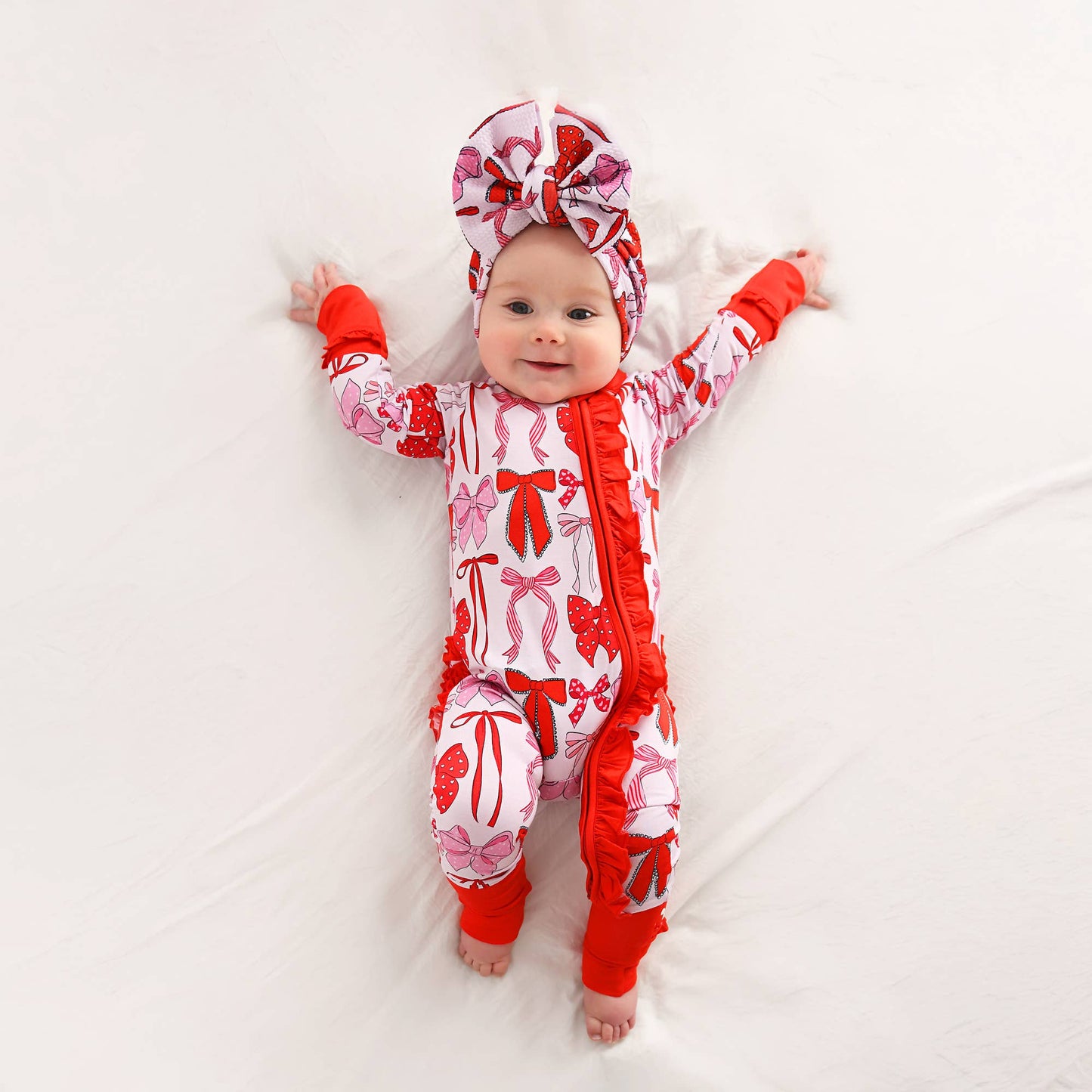 Rosalie RUFFLE ZIP Valentines Day Bamboo 1PC Baby Outfit