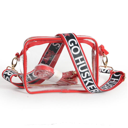 Bridget Clear Purse with Patterned Shoulder  - Nebraska