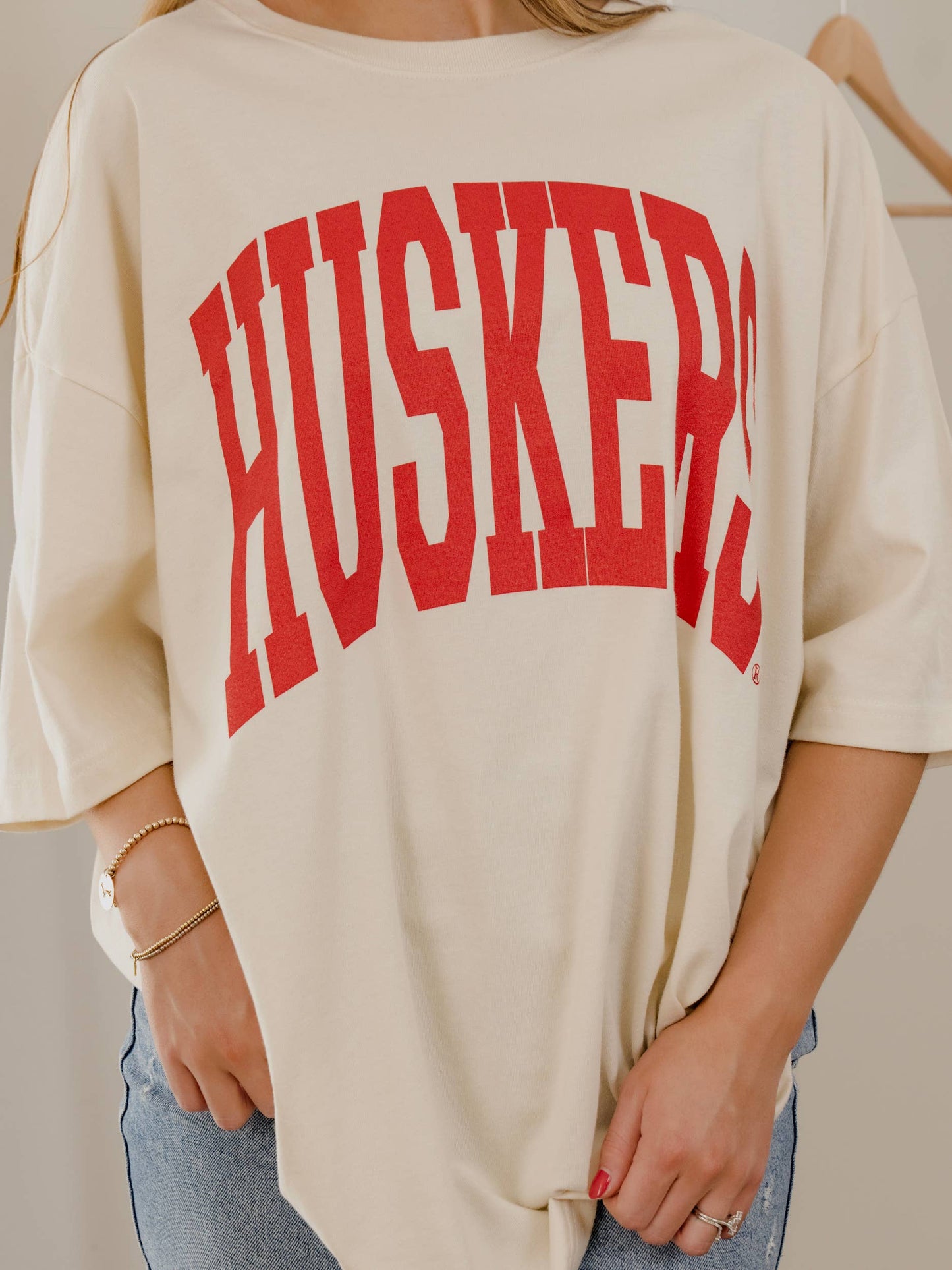 Nebraska Corn Huskers Tall Boy Off White One Size Tee - WILL SHIP BY SECOND WEEK OF AUGUST