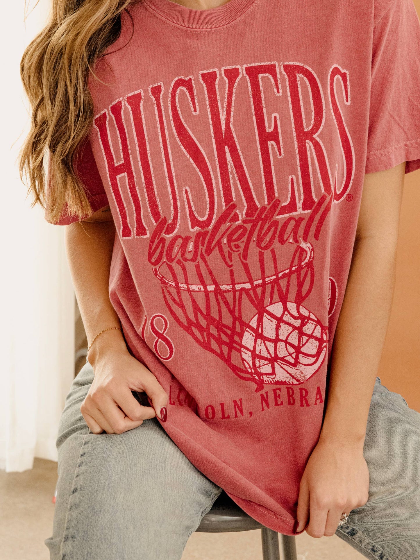 Nebraska Huskers Big Basketball Red CC Tee