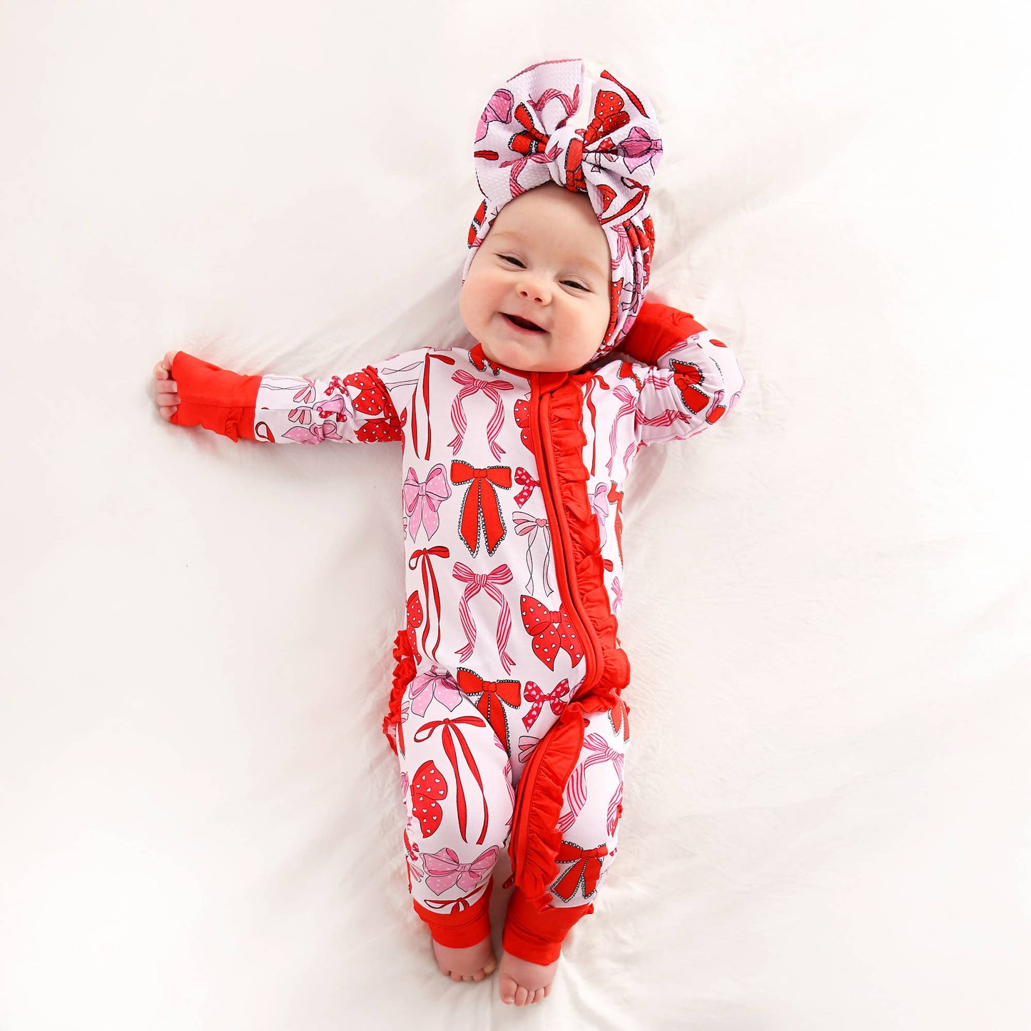 Rosalie RUFFLE ZIP Valentines Day Bamboo 1PC Baby Outfit