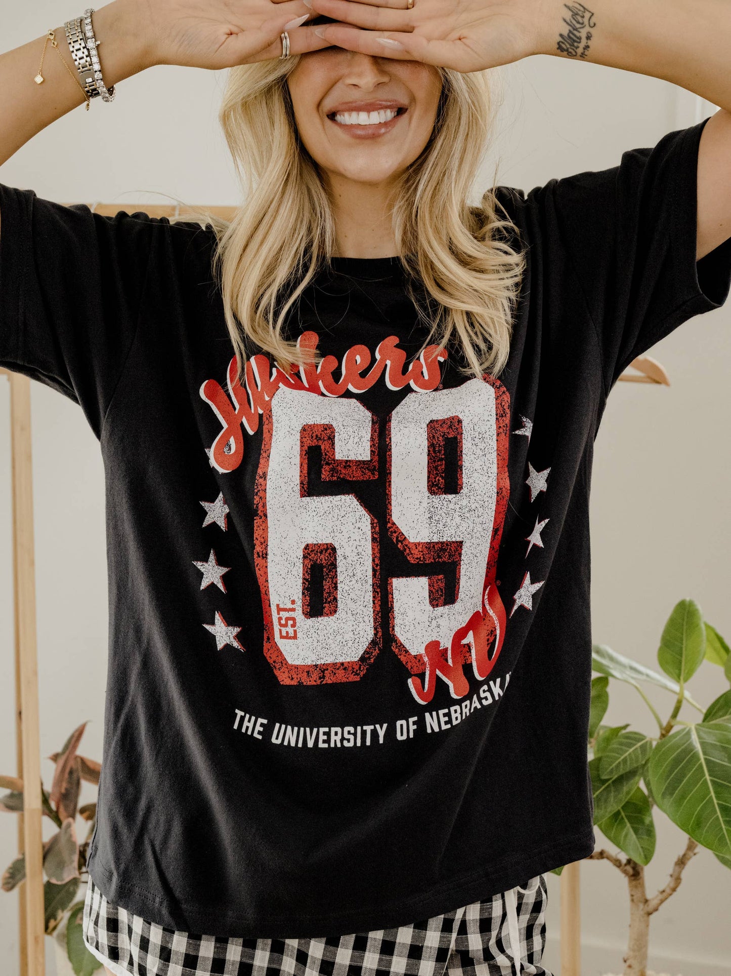 Nebraska Huskers Jersey Patch Smoke Heavyweight Tee