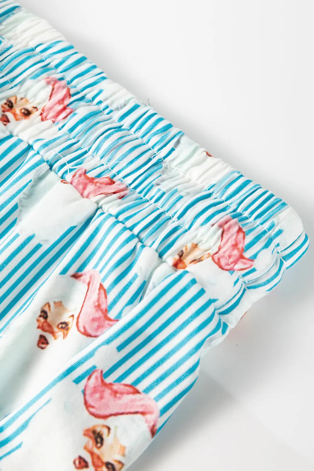 Sky Blue Santa Claus Striped Print Loose Fit Two Piece Lounge Set Dear-Lover Dropshipping