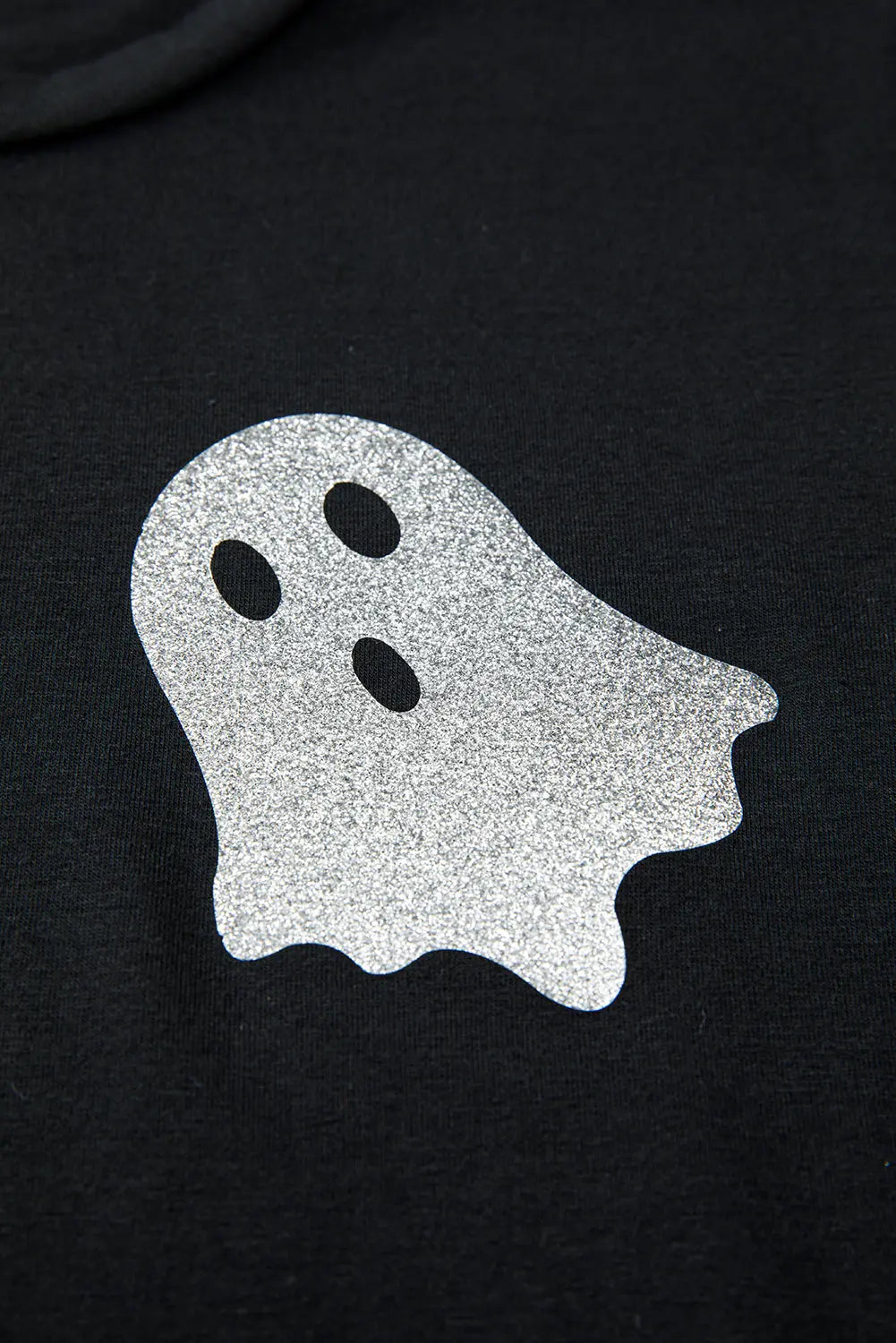 Black Glitter Ghost Pattern Crew Neck Halloween T Shirt Dear-Lover Dropshipping