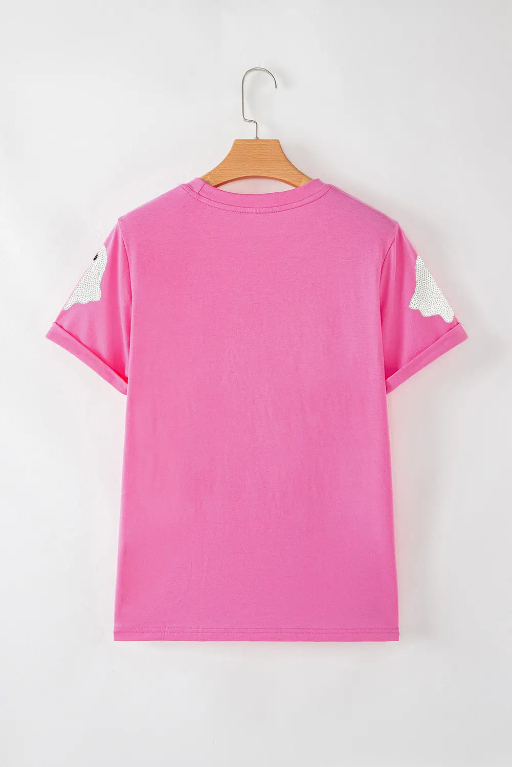 Sachet Pink Sequin Halloween Ghost Patched Casual T Shirt Dear-Lover Dropshipping