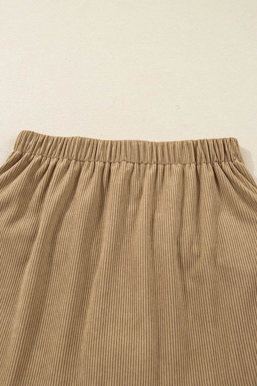 Camel Corduroy Buttoned Front Faux Pockets Mini Skirt Dear-Lover Dropshipping