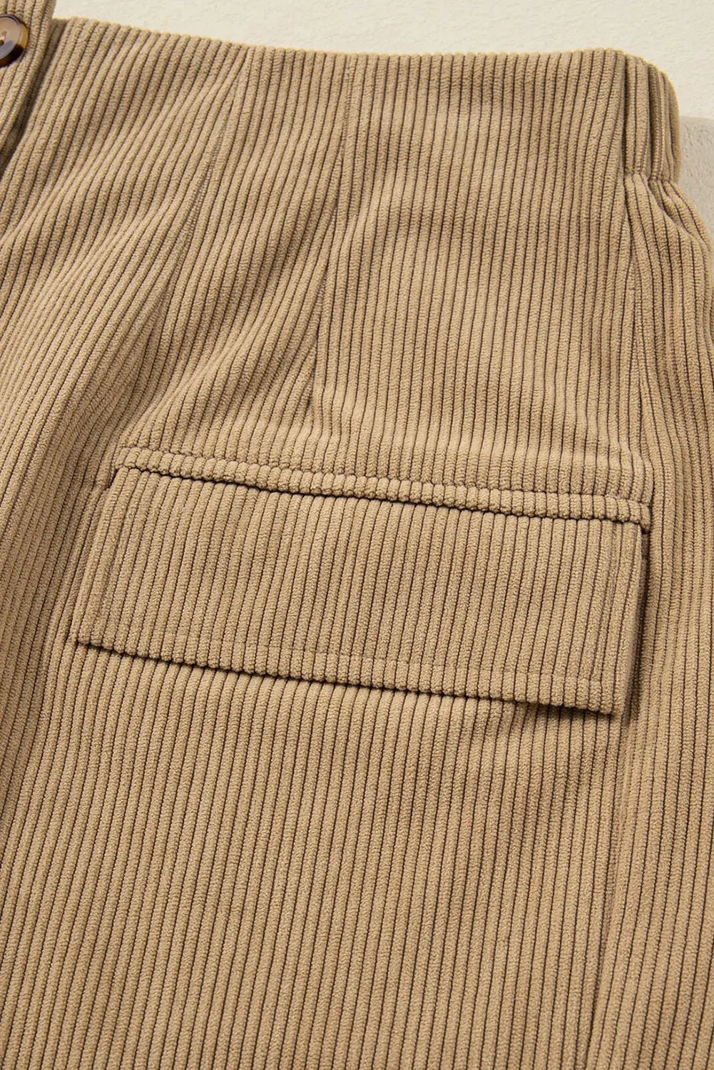 Camel Corduroy Buttoned Front Faux Pockets Mini Skirt Dear-Lover Dropshipping