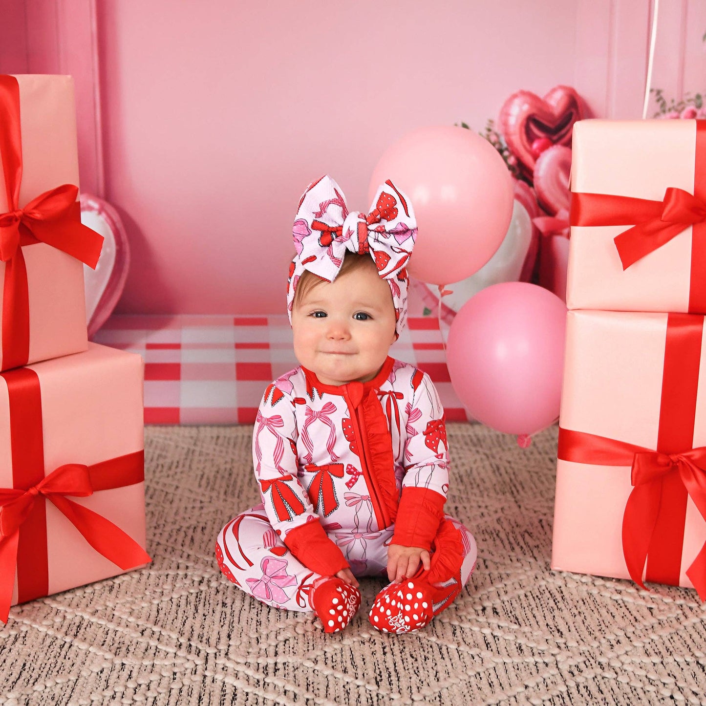 Rosalie RUFFLE ZIP Valentines Day Bamboo 1PC Baby Outfit