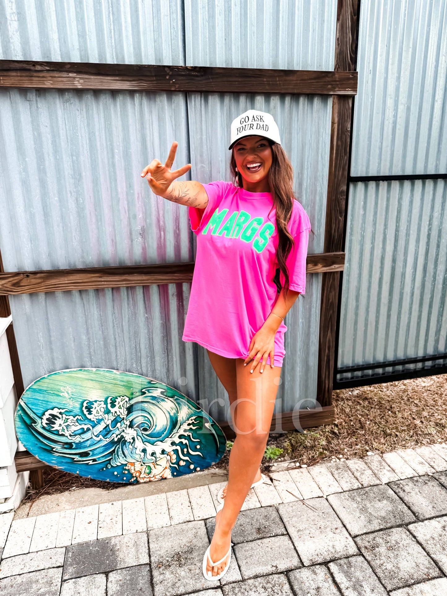 Margs Puff Graphic Tee on Neon Pink *AVAILABLE MID MAY*