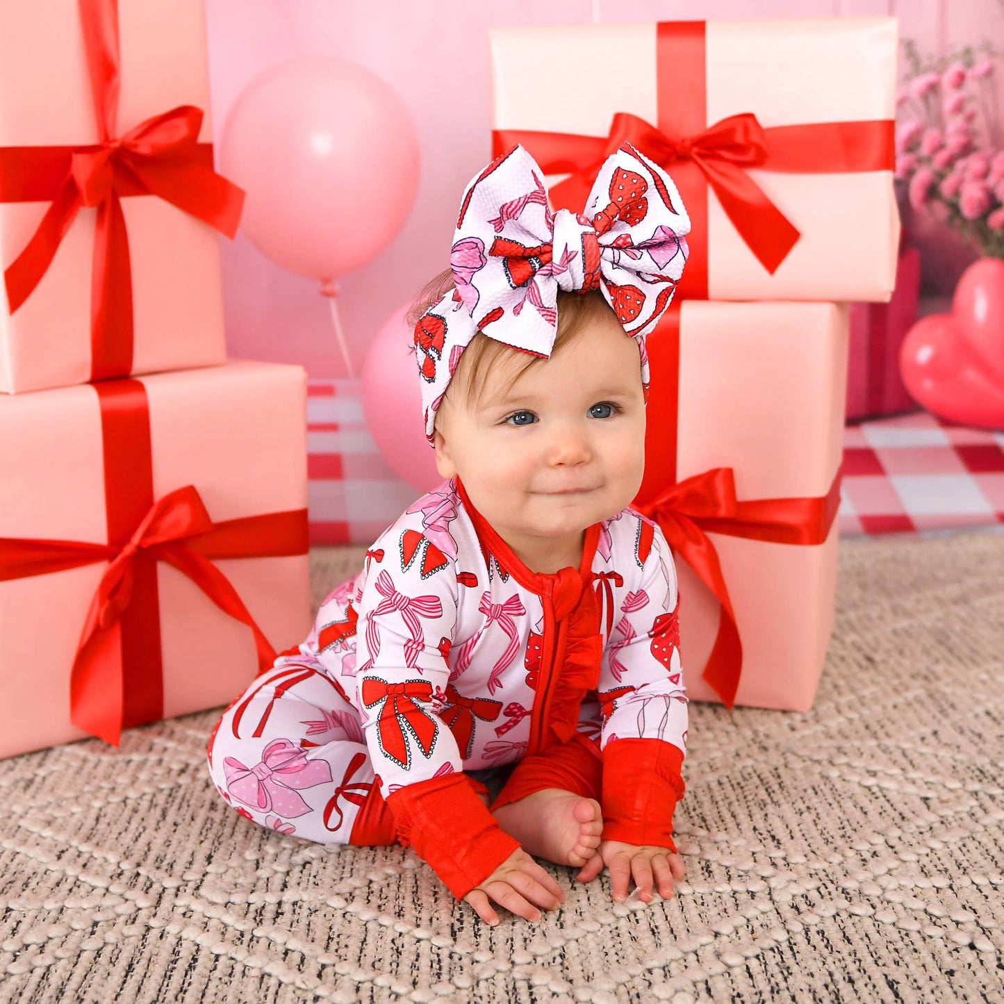 Rosalie RUFFLE ZIP Valentines Day Bamboo 1PC Baby Outfit