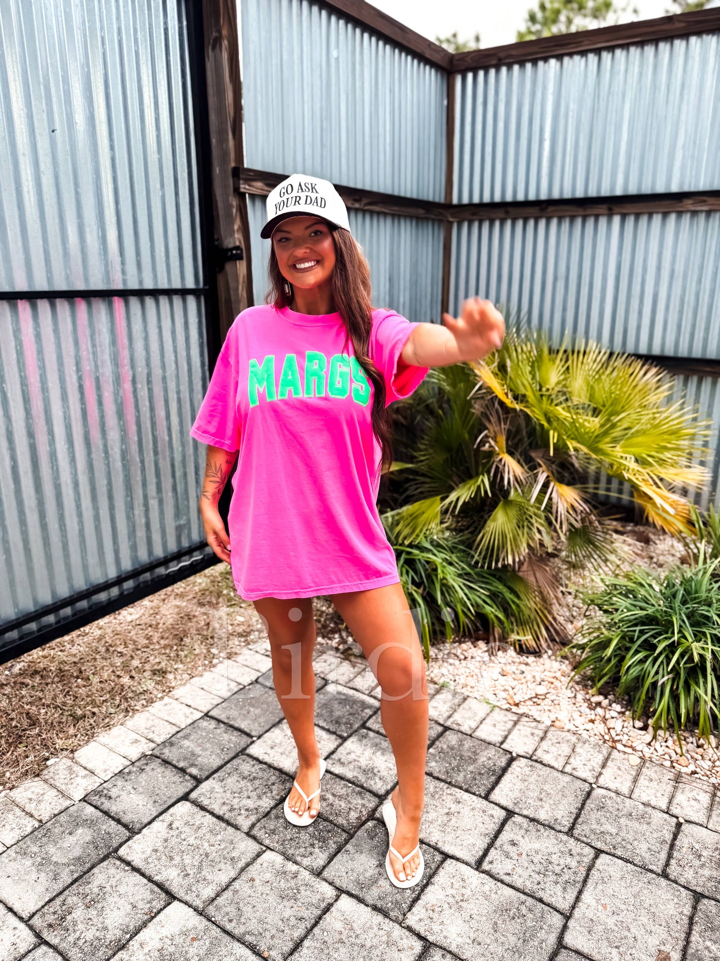 Margs Puff Graphic Tee on Neon Pink *AVAILABLE MID MAY*