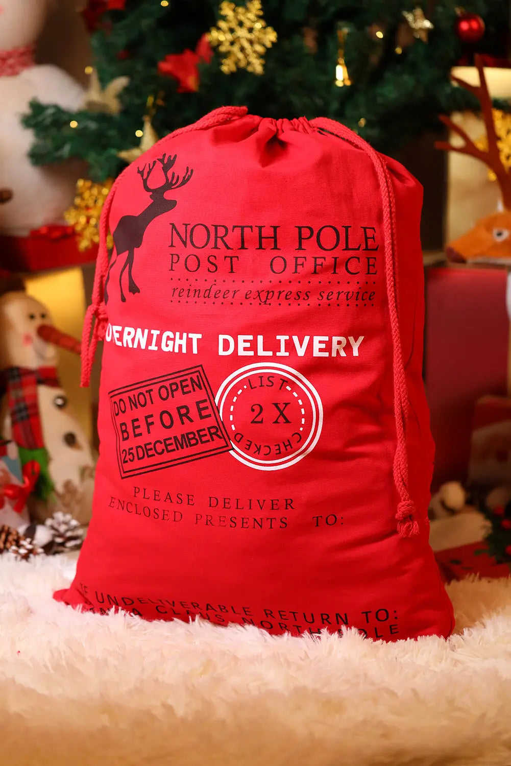Fiery Red Christmas Drawstring Large Gift Bag 50*66cm Dear-Lover Dropshipping