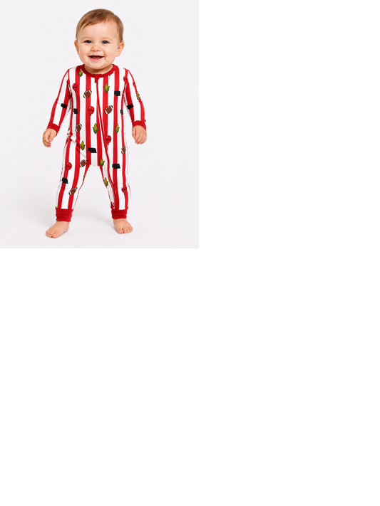 Nebraska football pinstripe bamboo zippy romper - PREORDER WILL SHIP IN NOVEMBER