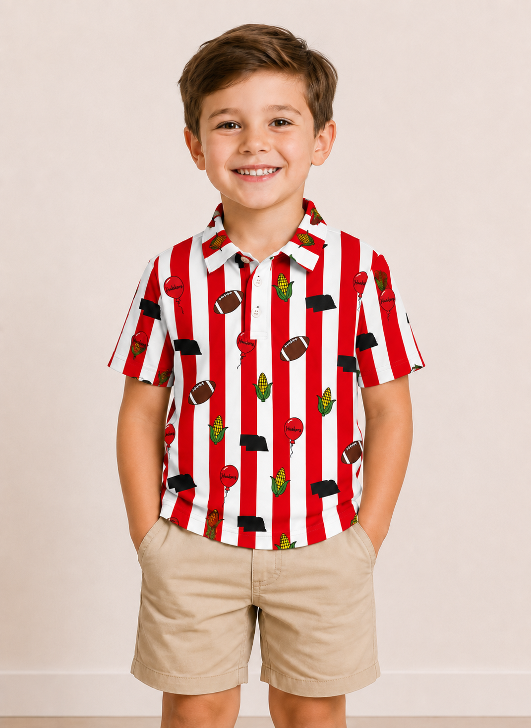 Nebraska football pinstripe bamboo polo - PREORDER WILL SHIP IN NOVEMBER