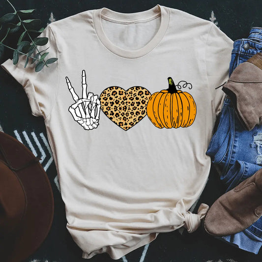 Peace Love Halloween T-Shirt-0