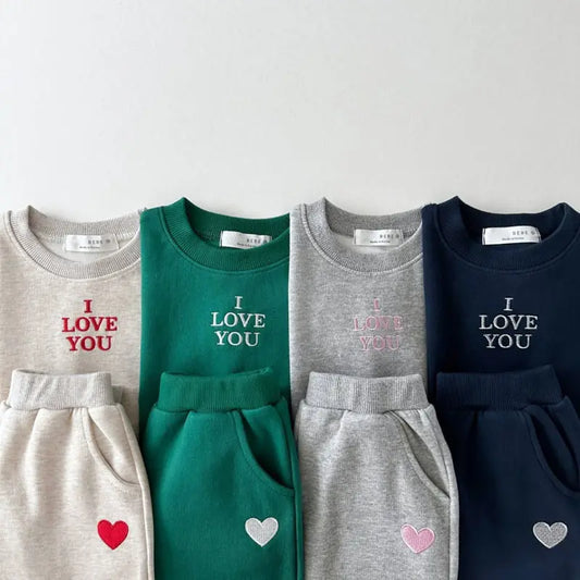 Autumn Kids Unisex Casual Letters Pattern Long Sleeves Top Pullover and Pants Clothing Set-0